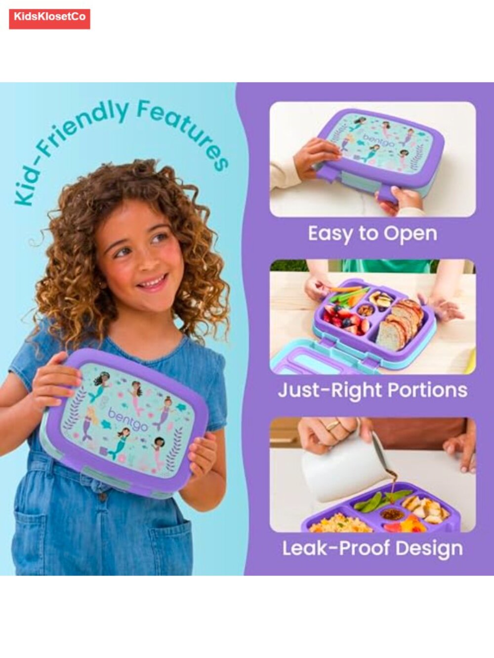 Bentgo Kids Leak-Proof 5-Compartment Bento Lunch Box for Ages 3-7, Dishwasher - Picture 3 of 6